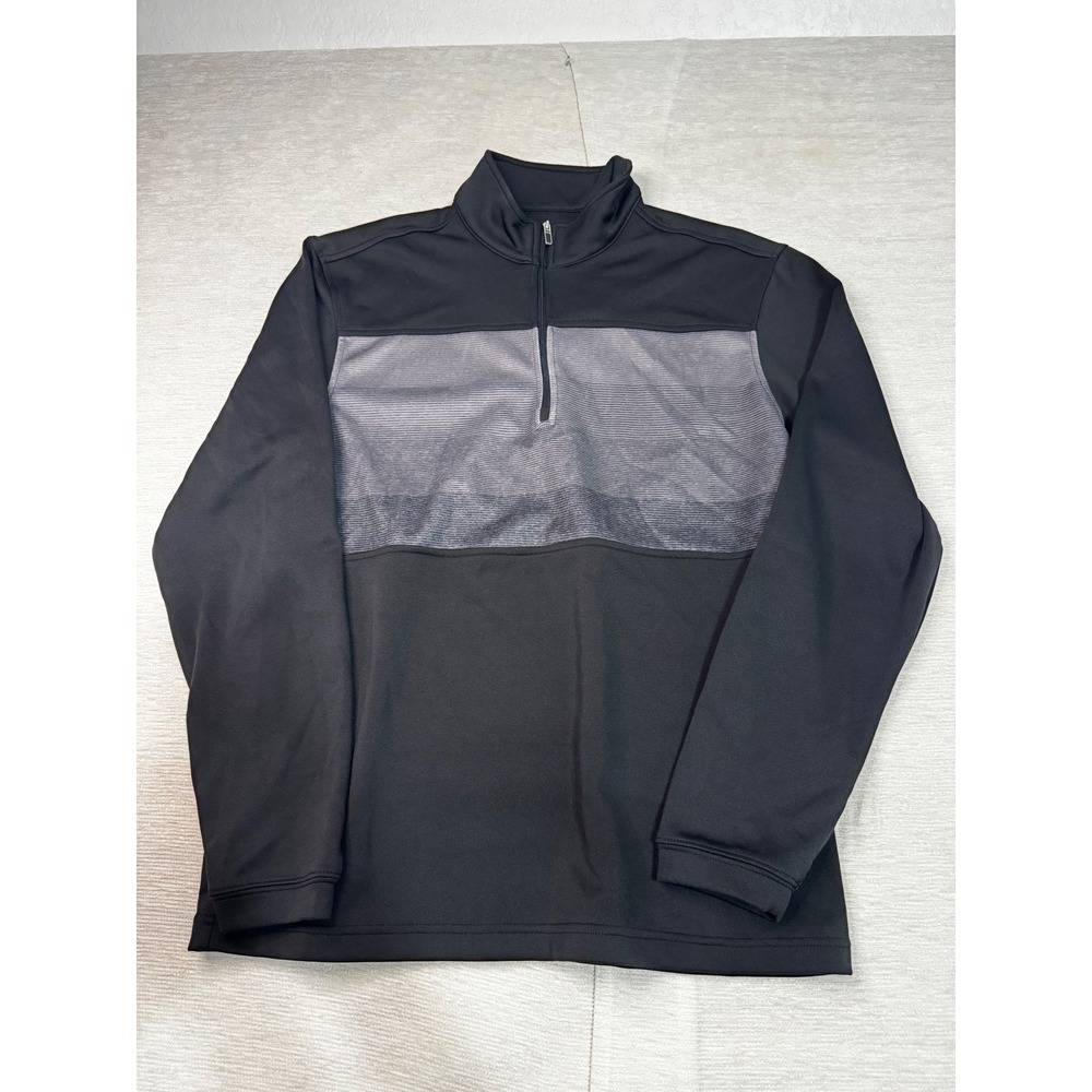 Pebble Beach Mens Dry-Luxe Performance Quarter Zip Pullover Black Grey Medium
